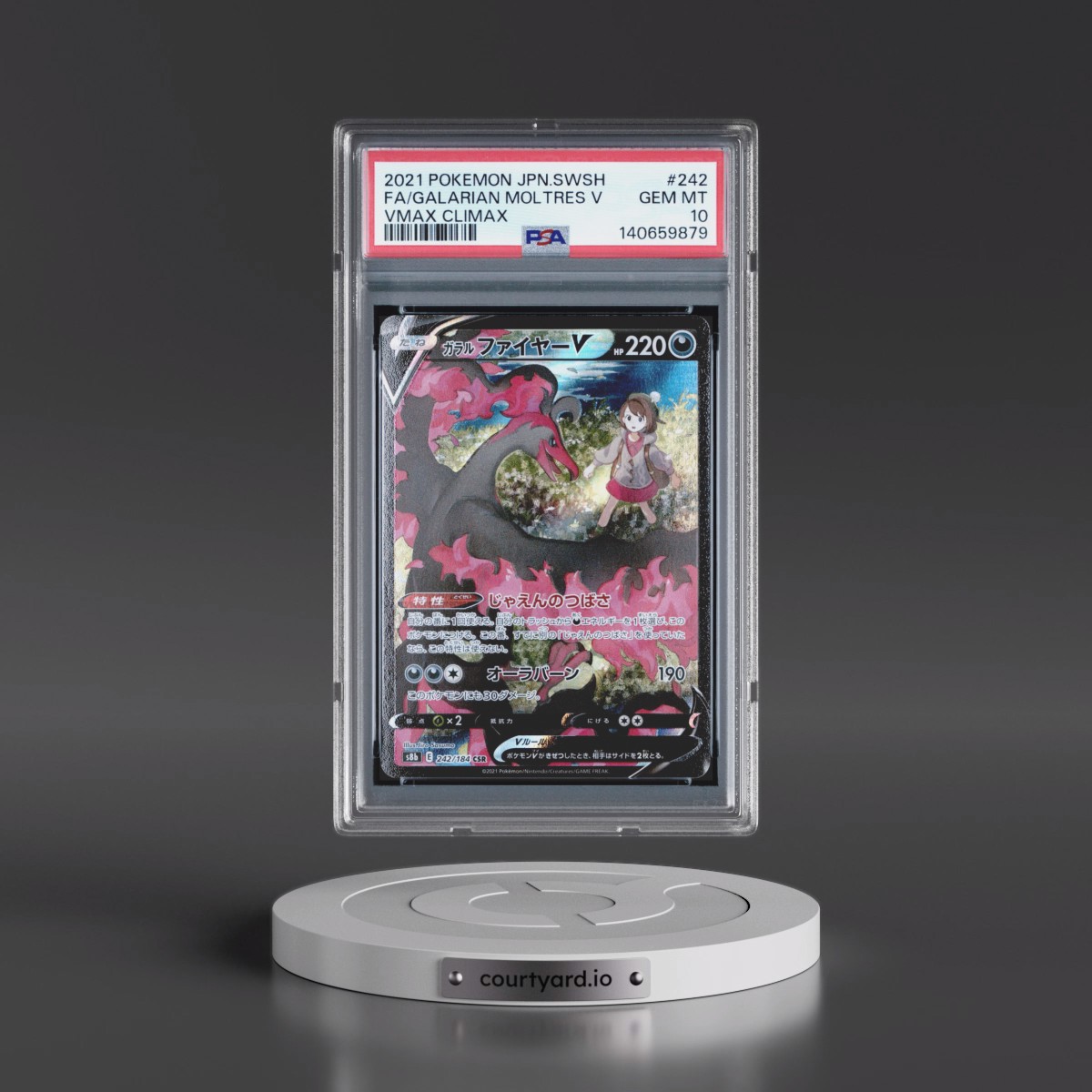 2021 Pokémon Sword & Shield Vmax Climax #242 Galarian Moltres V - Holo Full Art (PSA 10 GEM MINT)