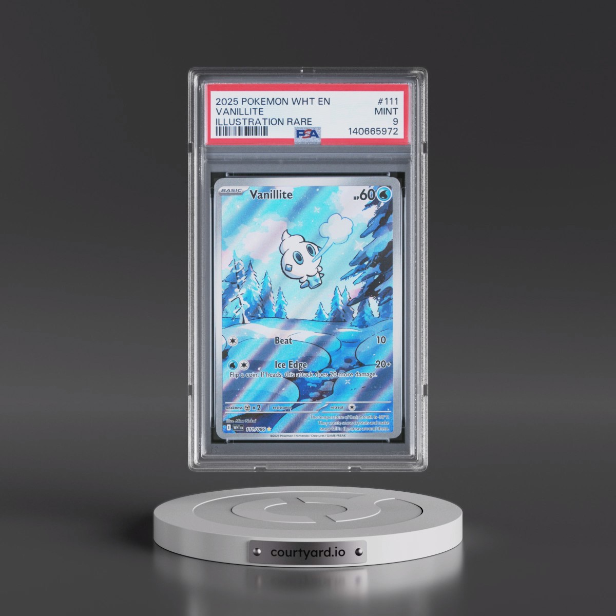 2025 Pokémon Wht EN-White Flare #111 Vanillite - Illustration Rare (PSA 9 MINT)