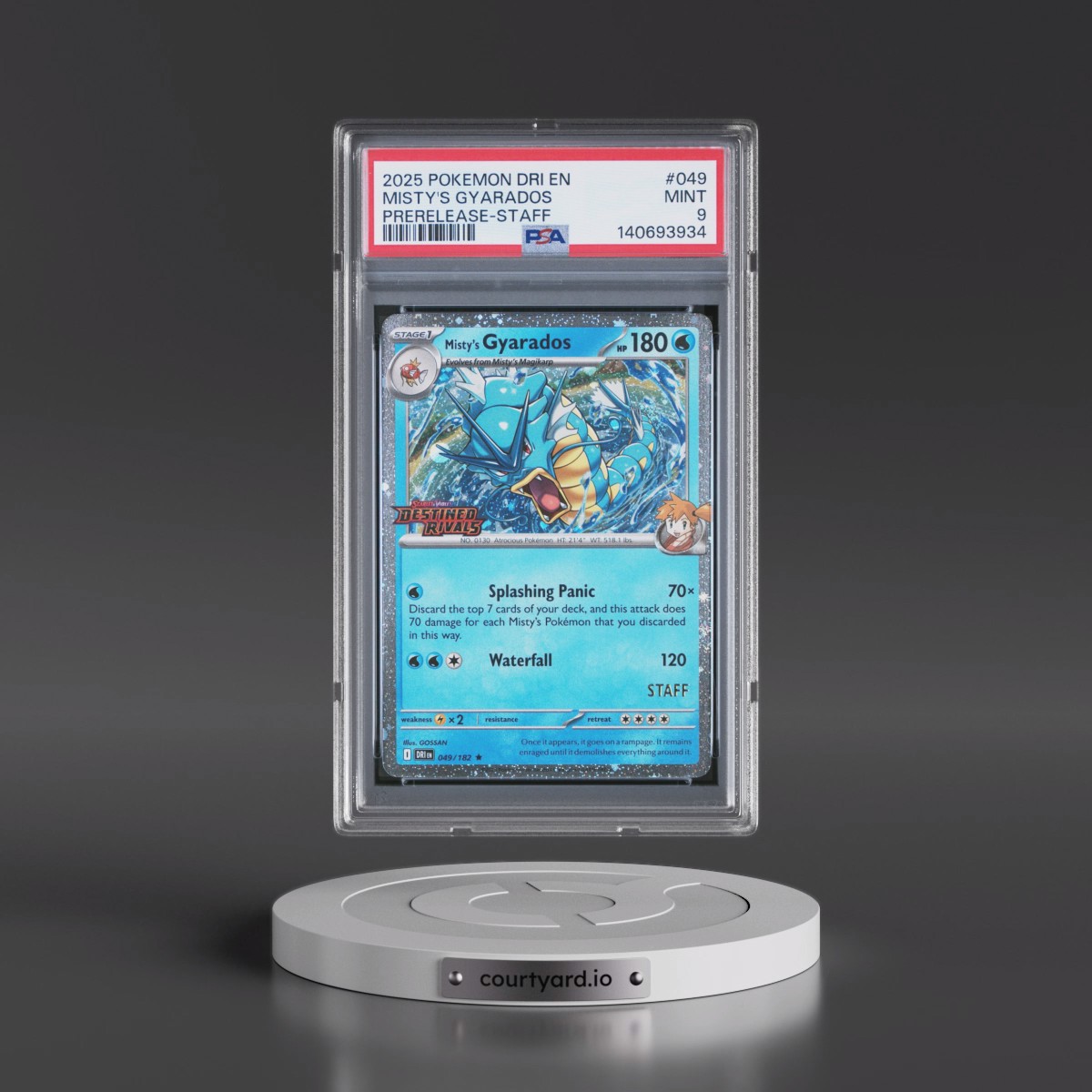 2025 Pokémon Dri EN-Destined Rivals #049 Misty's Gyarados - Prerelease-Staff (PSA 9 MINT)