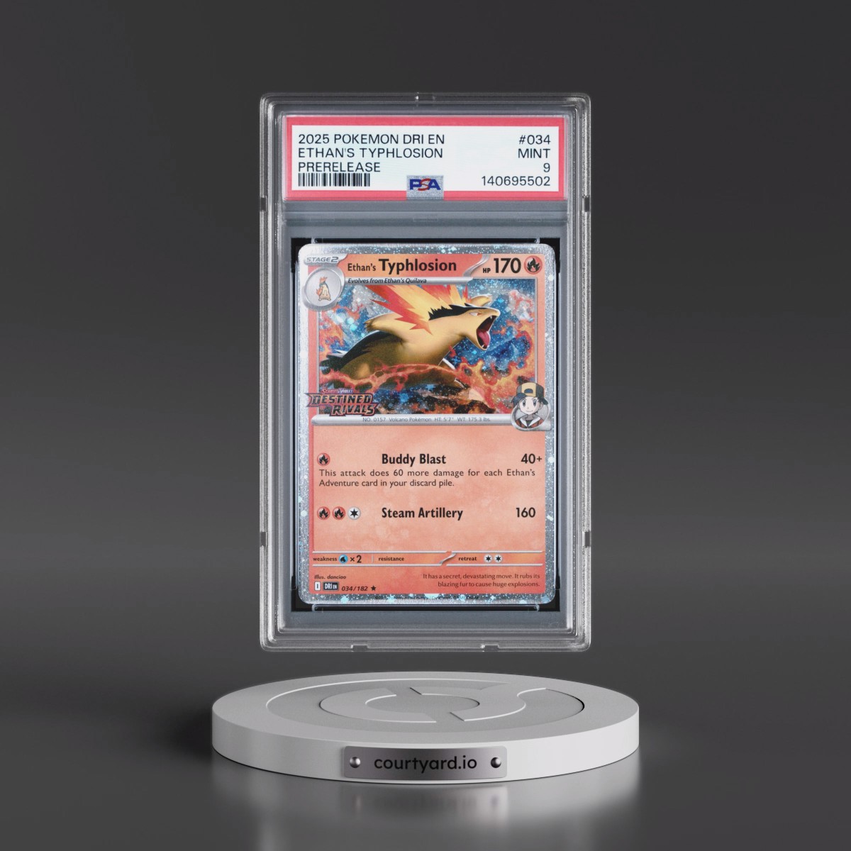2025 Pokémon Dri EN-Destined Rivals #034 Ethan's Typhlosion - Prerelease (PSA 9 MINT)