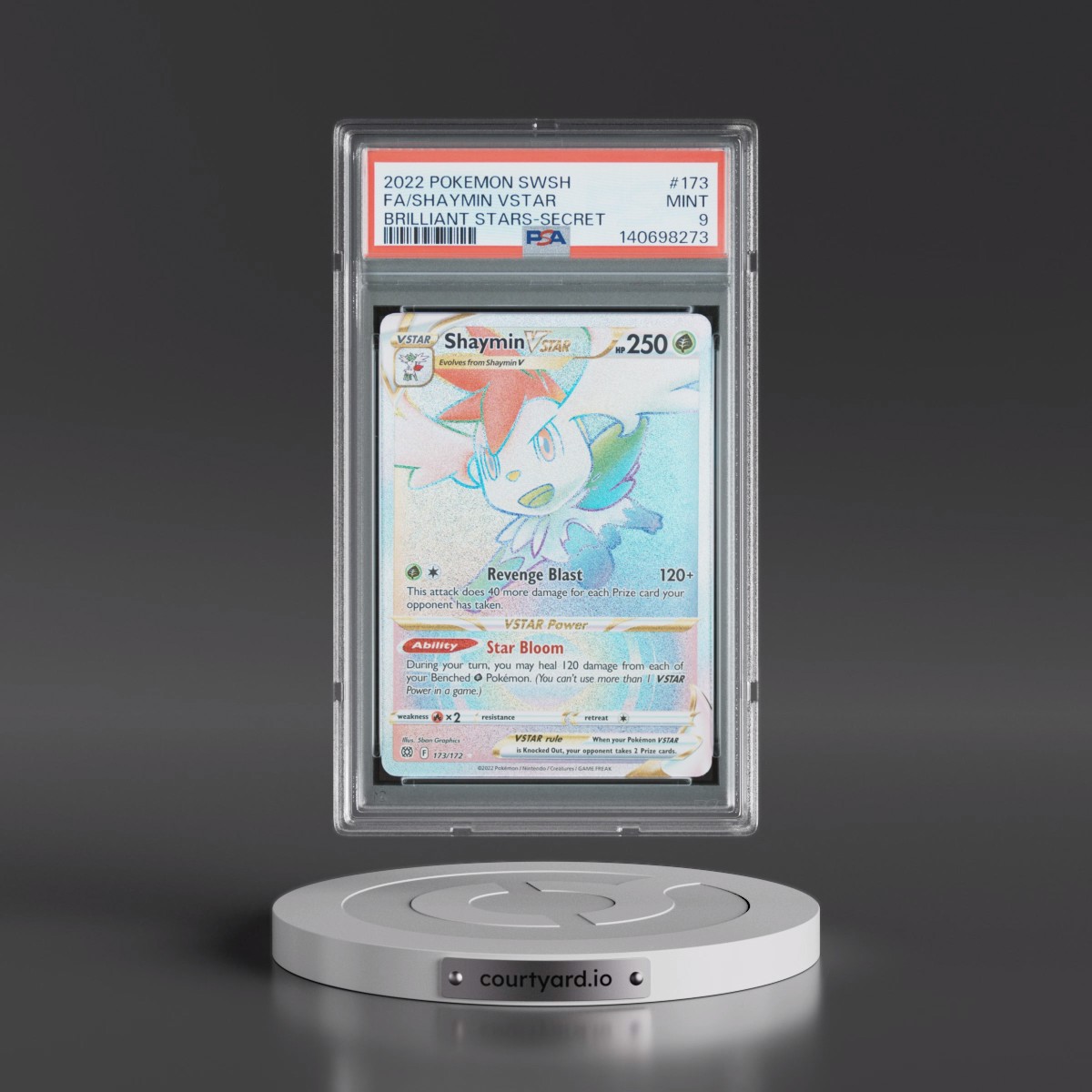 2022 Pokémon Sword & Shield Brilliant Stars #173 Shaymin Vstar - Full Art Secret (PSA 9 MINT)