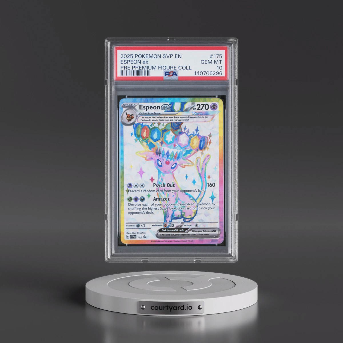 2025 Pokémon Svp EN-SV Black Star Promo Espeon EX - Holo Prismatic Evolutions Premium Figure Collection #175 PSA 10