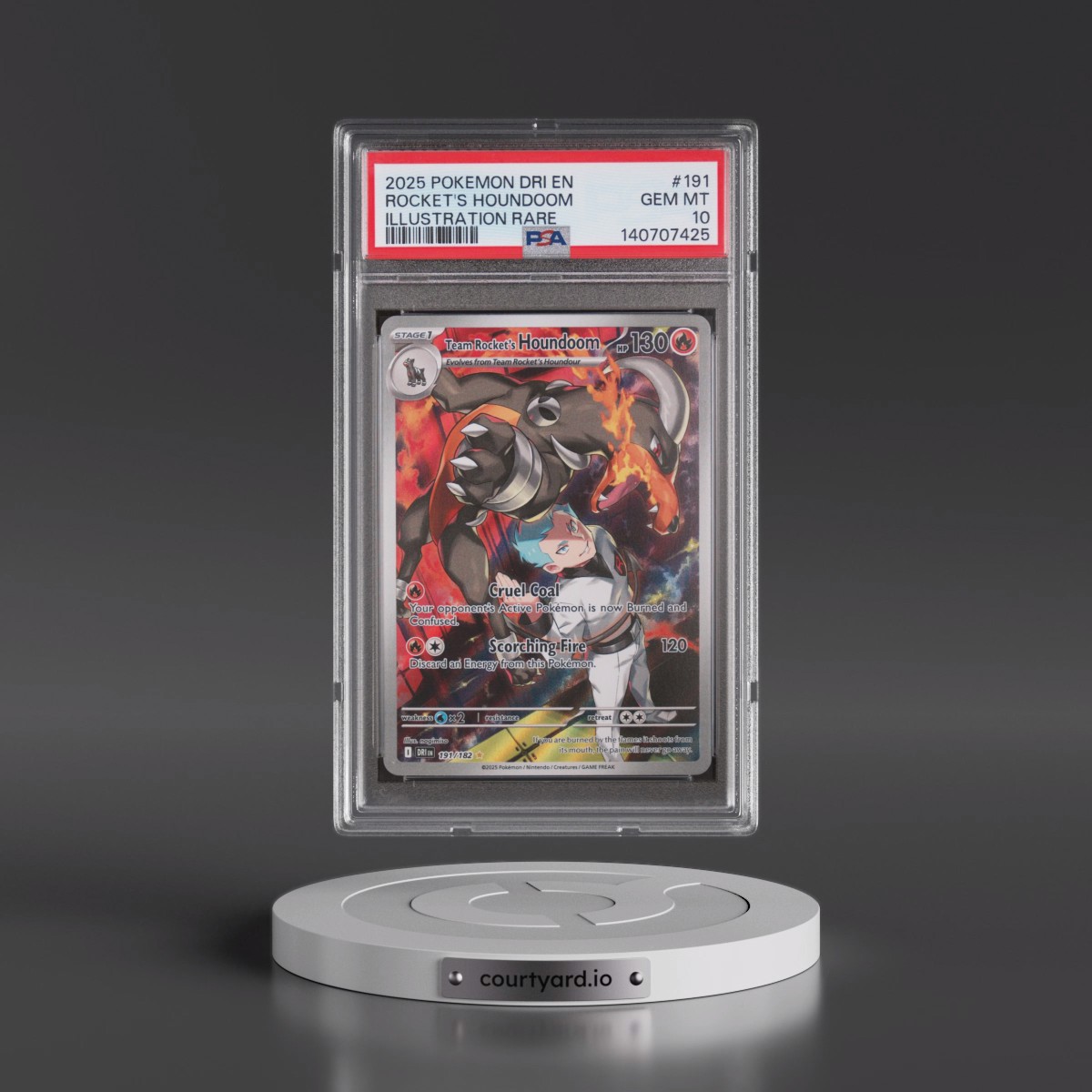2025 Pokémon Dri EN-Destined Rivals #191 Team Rocket's Houndoom - Illustration Rare (PSA 10 GEM MINT)