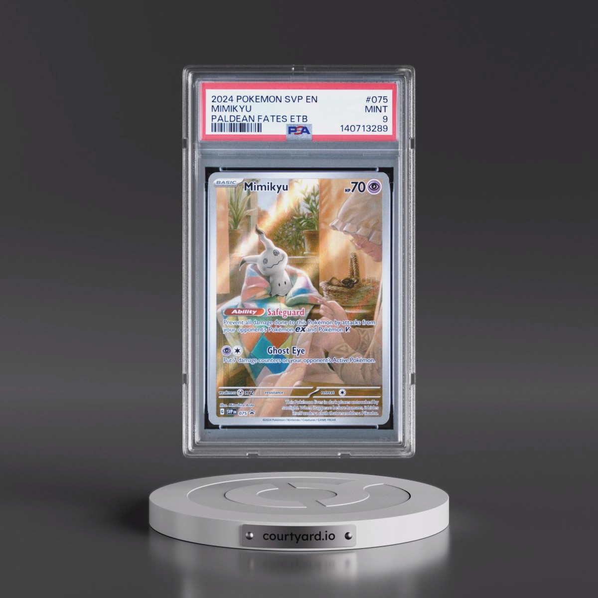 2024 Pokémon Svp EN-SV Black Star Promo #075 Mimikyu - Paldean Fates Elite Trainer Box (PSA 9 MINT)