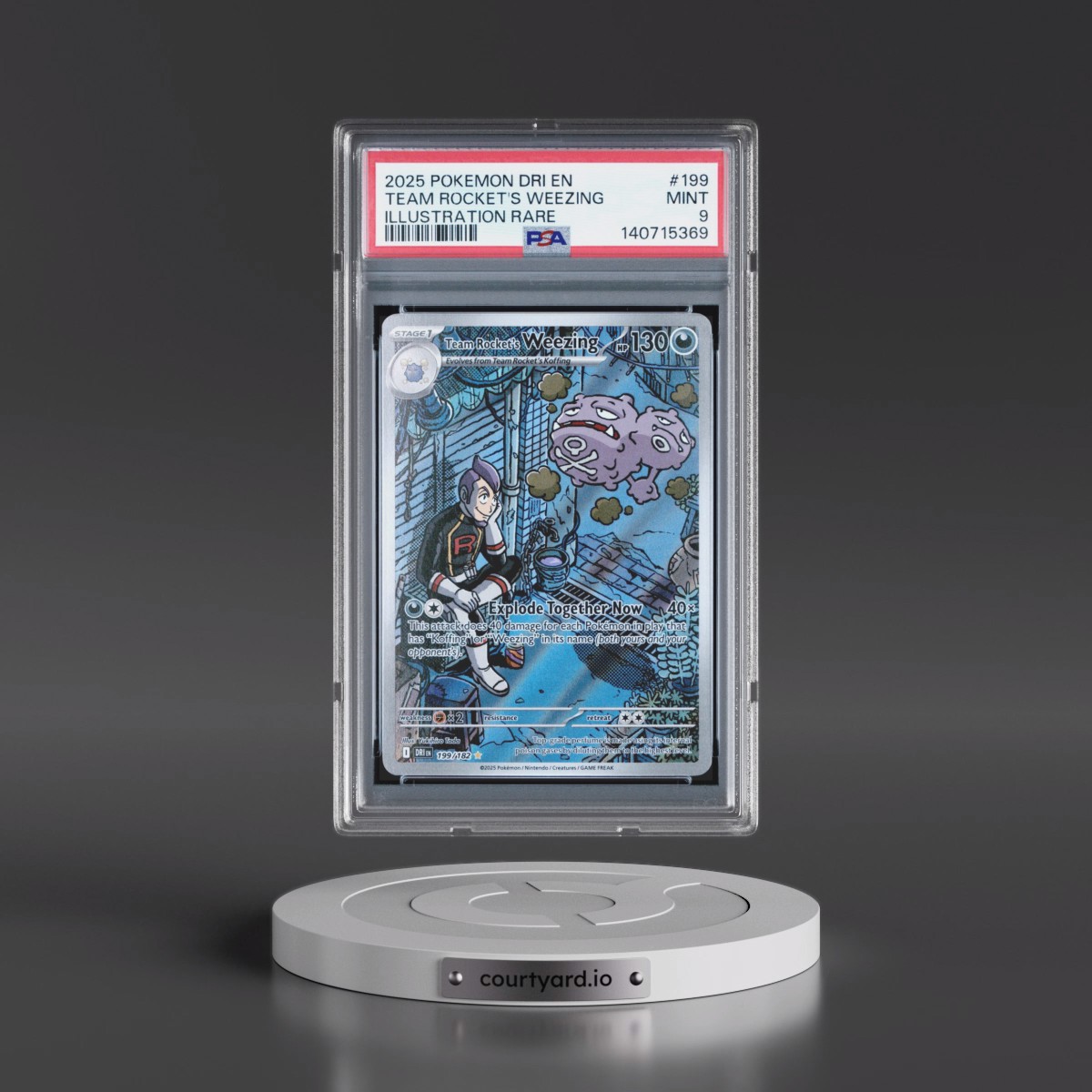 2025 Pokémon Dri EN-Destined Rivals #199 Team Rocket's Weezing - Illustration Rare (PSA 9 MINT)