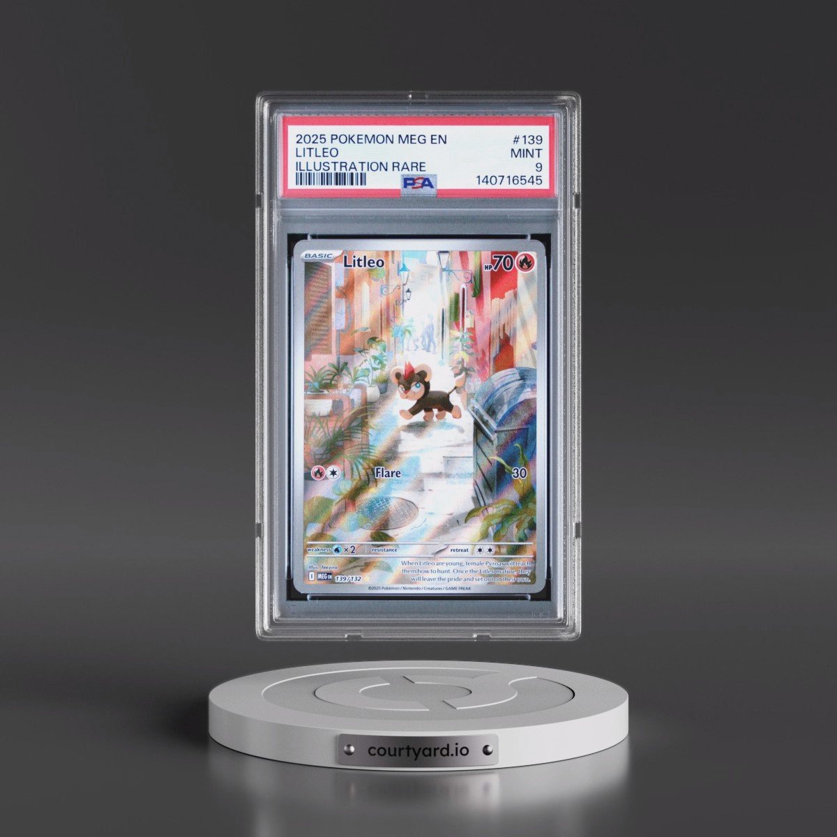 2025 Pokémon Meg EN-Mega Evolution #139 Litleo - Illustration Rare (PSA 9 MINT)