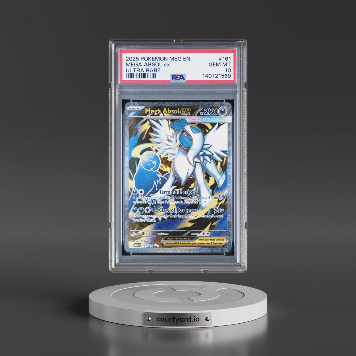 2025 Pokémon Meg EN-Mega Evolution #161 Mega Absol EX - Holo Ultra Rare (PSA 10 GEM MINT)