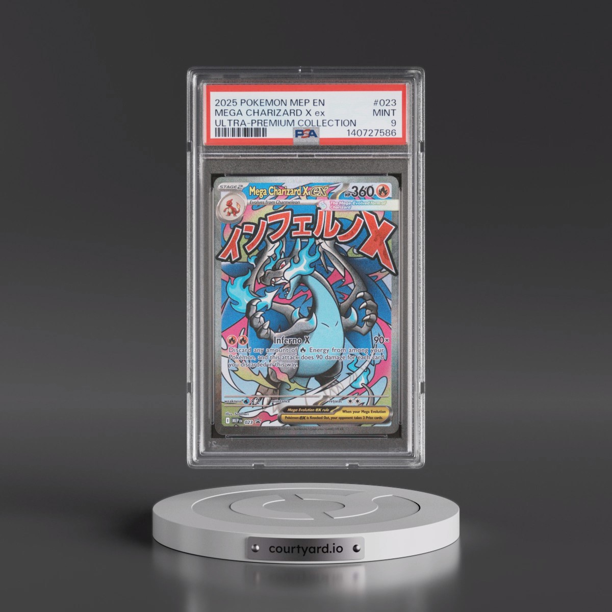 2025 Pokémon Mep EN-Me Black Star Promo #023 Mega Charizard X EX - Holo Mega Charizard X EX Ultra-Premium Collection (PSA 9 MINT)