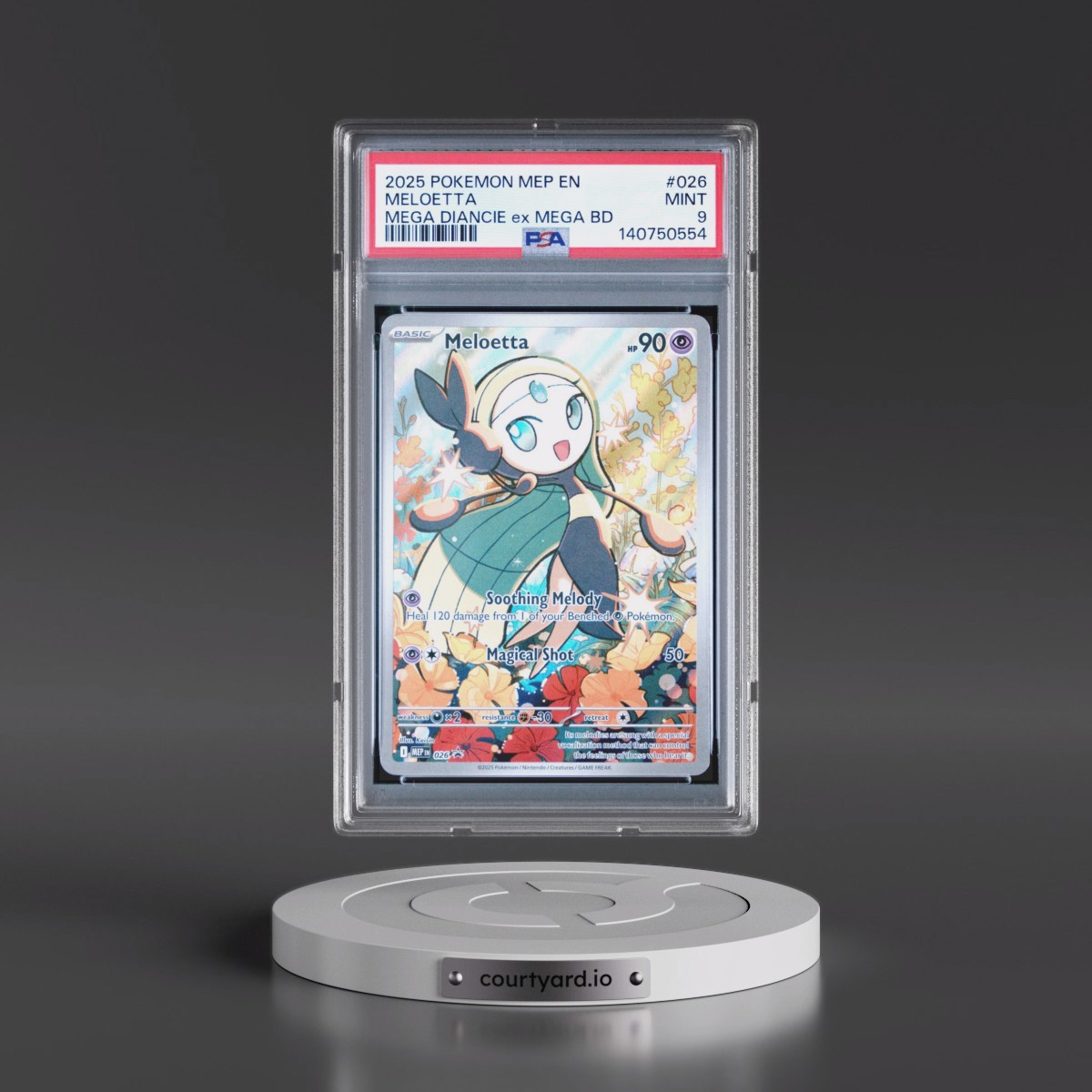 2025 Pokémon Mep EN-Me Black Star Promo #026 Meloetta - Mega Diancie EX Mega Battle Deck (PSA 9 MINT)