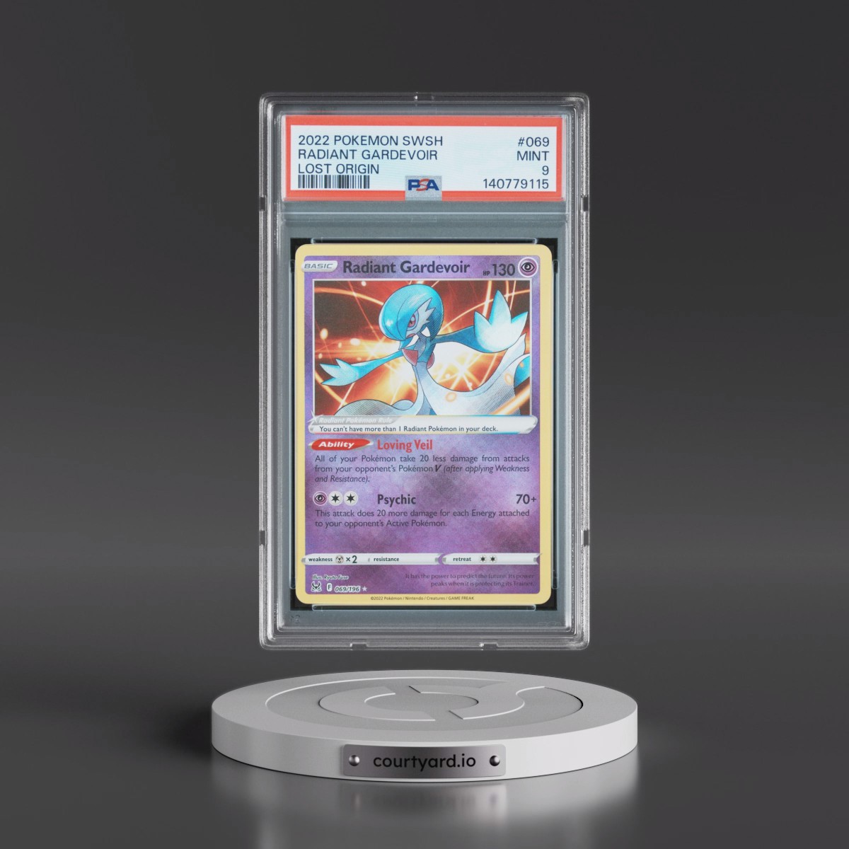 2022 Pokémon Sword & Shield Lost Origin #069 Radiant Gardevoir - Holo (PSA 9 MINT)