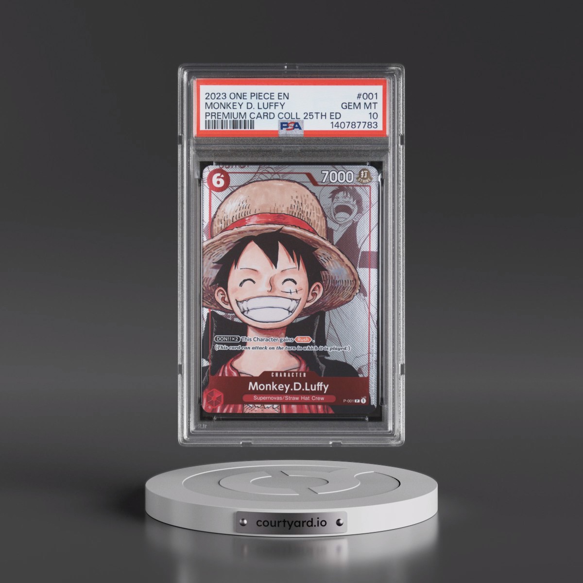 2023 One Piece Premium Bandai Premium Card Collection 25th Edition #001 Monkey D. Luffy (PSA 10 GEM MINT)