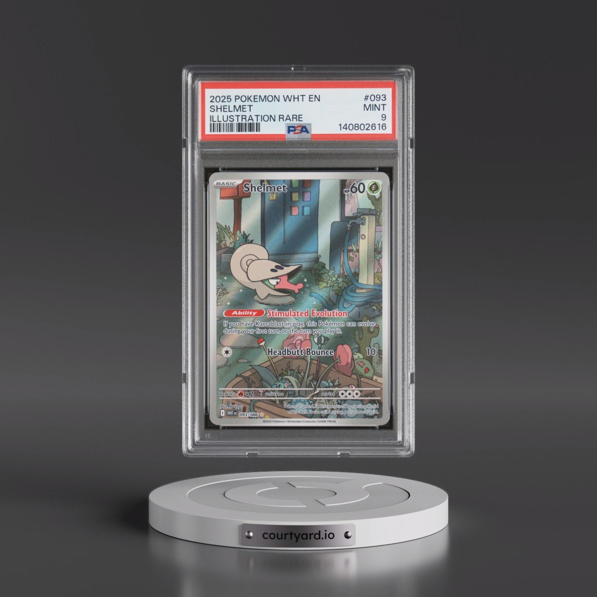 2025 Pokémon Wht EN-White Flare #093 Shelmet - Illustration Rare (PSA 9 MINT)