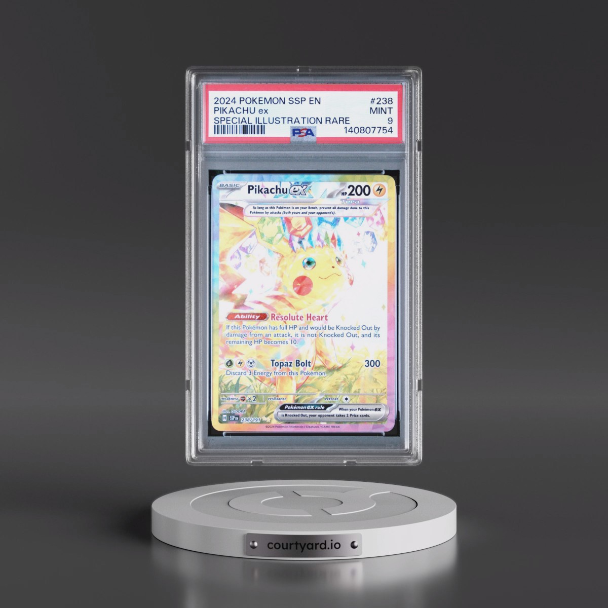 2024 Pokémon Ssp EN-Surging Sparks #238 Pikachu EX - Holo Special Illustration Rare (PSA 9 MINT)