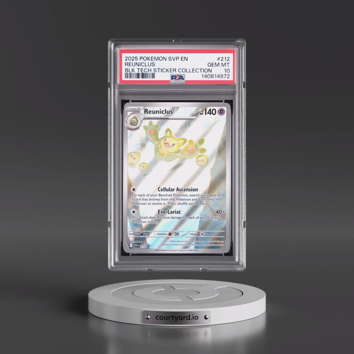 2025 Pokémon Svp EN-SV Black Star Promo #212 Reuniclus - Black Bolt Tech Sticker Collection (PSA 10 GEM MINT)