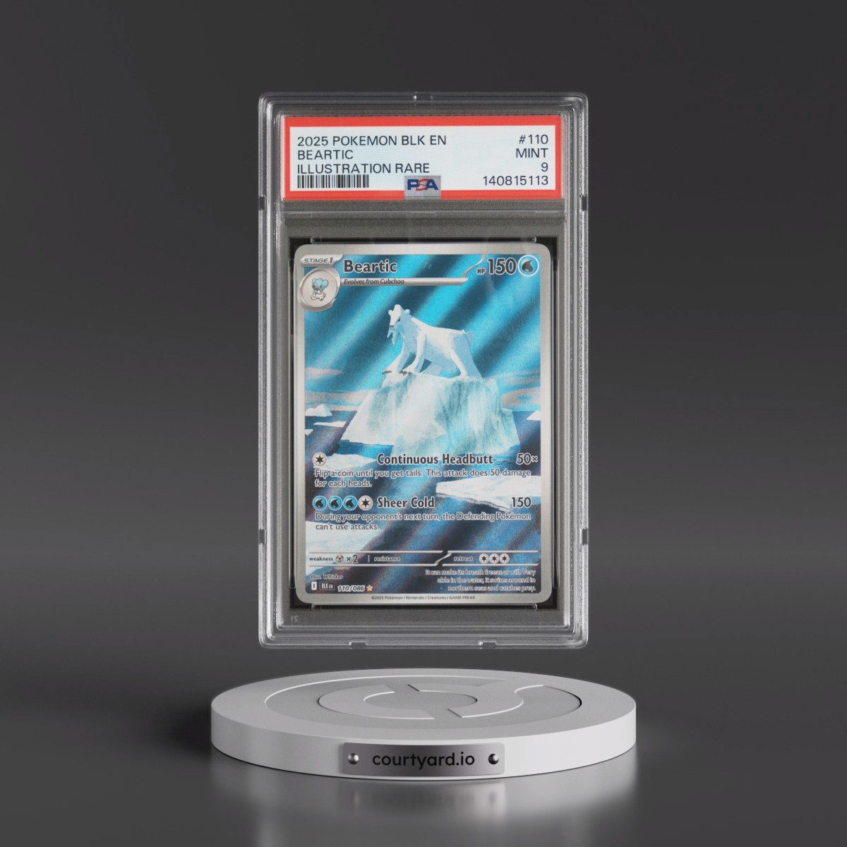 2025 Pokémon Blk EN-Black Bolt #110 Beartic - Illustration Rare (PSA 9 MINT)