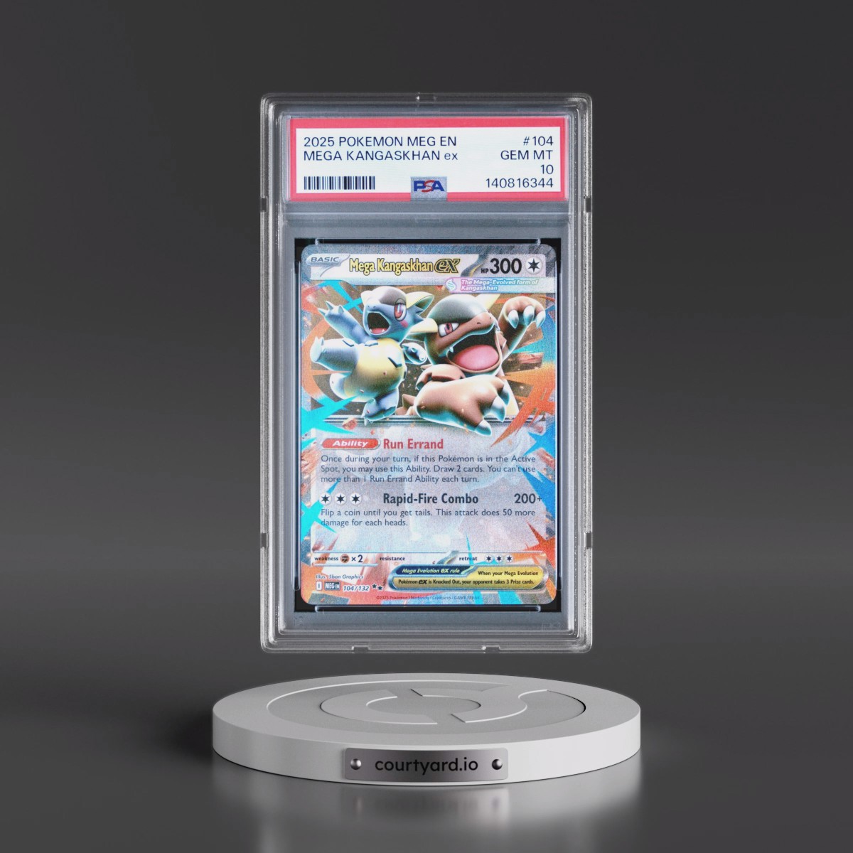 2025 Pokémon Meg EN-Mega Evolution #104 Mega Kangaskhan EX - Holo (PSA 10 GEM MINT)
