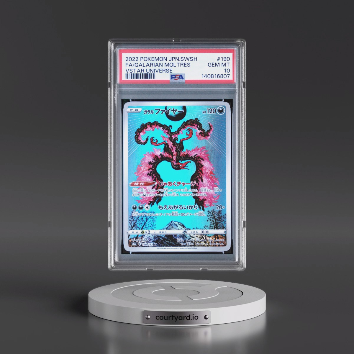 2022 Pokémon Sword & Shield Vstar Universe #190 Galarian Moltres - Full Art (PSA 10 GEM MINT)