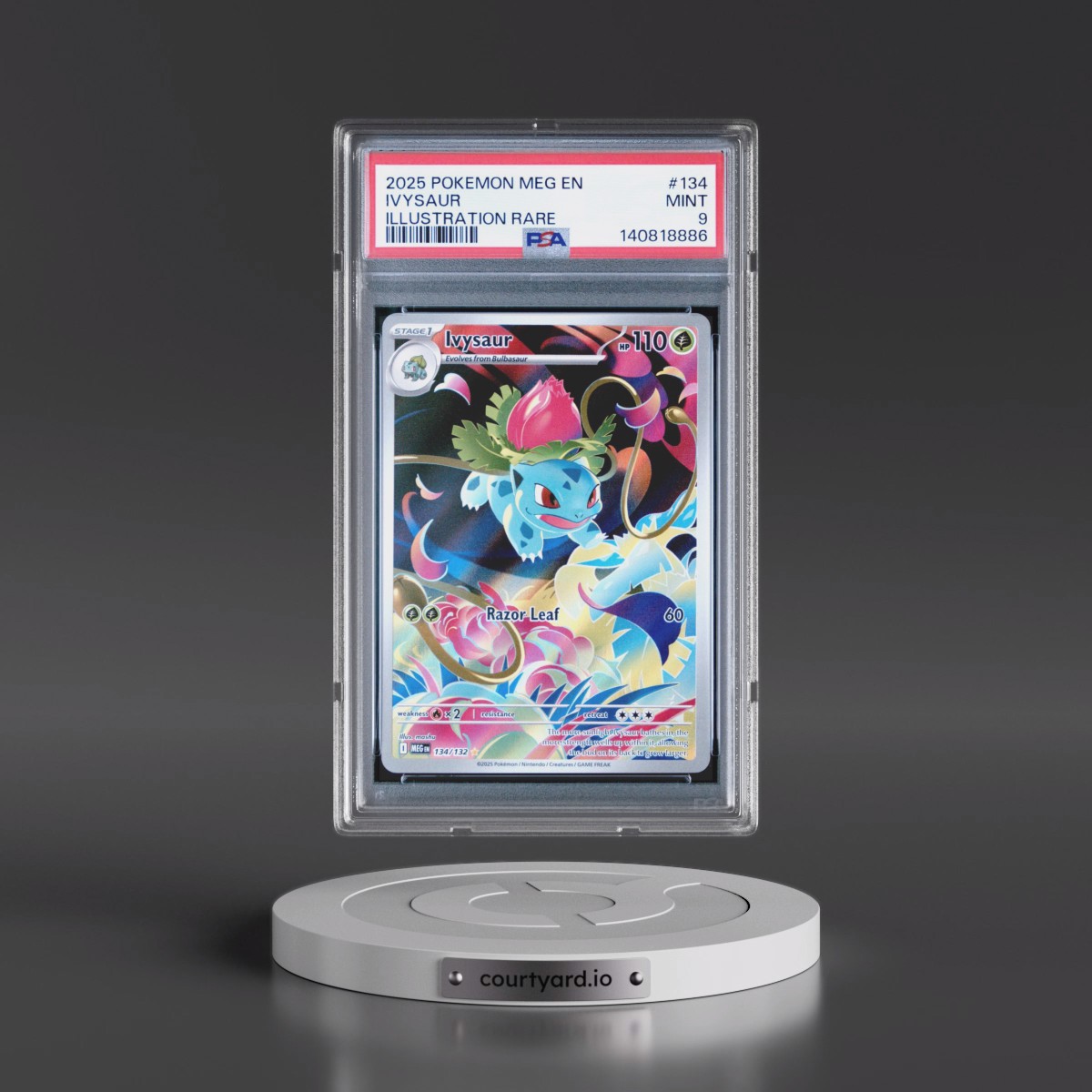2025 Pokémon Meg EN-Mega Evolution #134 Ivysaur - Illustration Rare (PSA 9 MINT)