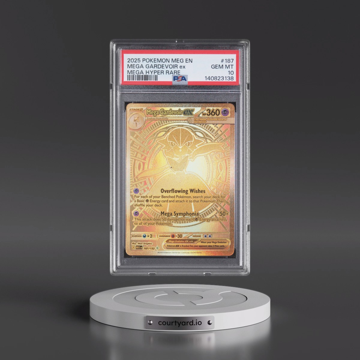 2025 Pokémon Meg EN-Mega Evolution #187 Mega Gardevoir EX - Holo Mega Hyper Rare (PSA 10 GEM MINT)