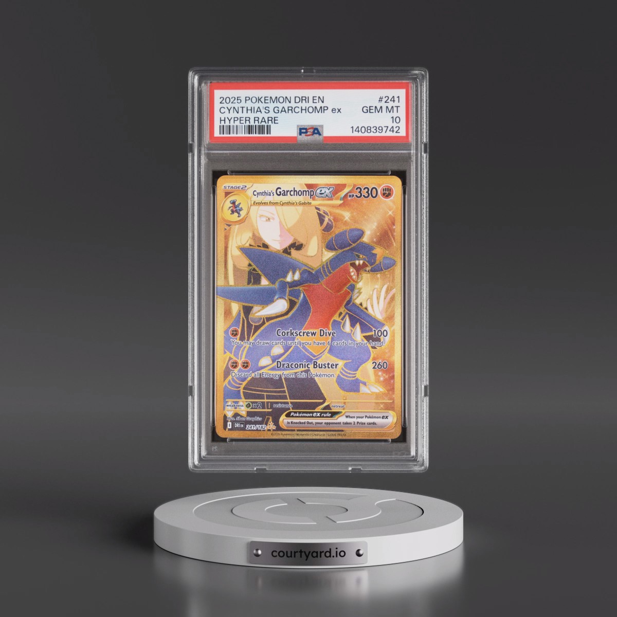 2025 Pokémon Dri EN-Destined Rivals #241 Cynthia's Garchomp EX - Holo Hyper Rare (PSA 10 GEM MINT)