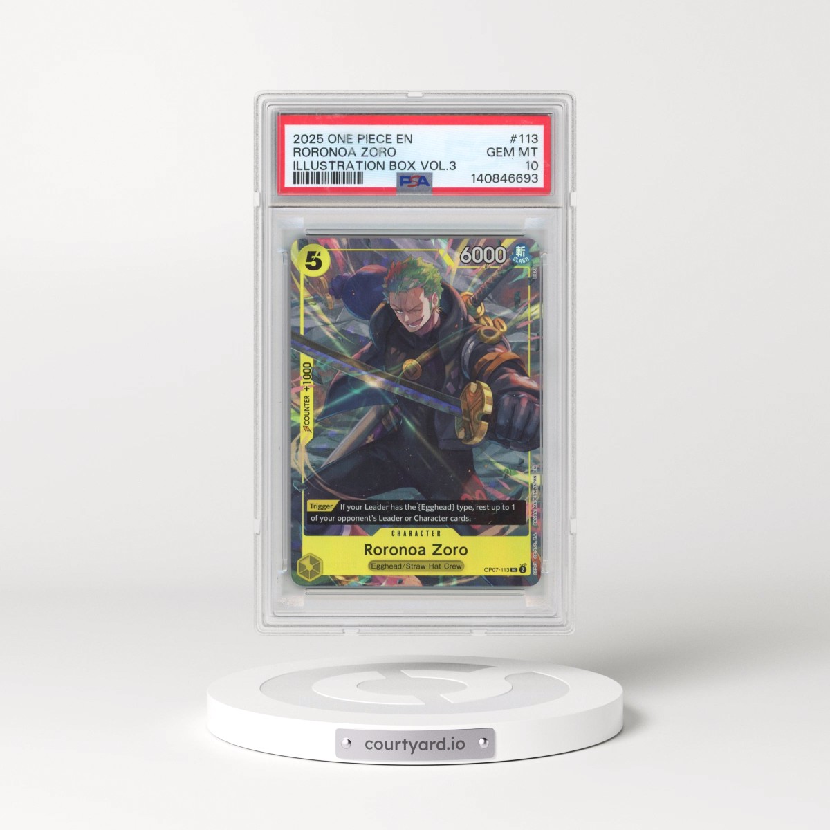 2025 One Piece Promos #113 Roronoa Zoro - Illustration Box Vol.3 (PSA 10 GEM MINT)