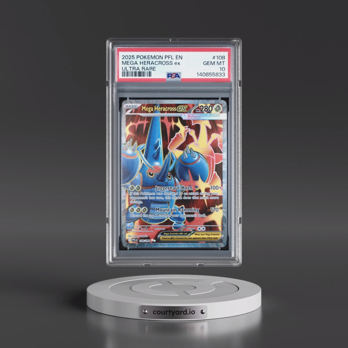 2025 Pokémon Pfl EN-Phantasmal Flames #108 Mega Heracross EX - Holo Ultra Rare (PSA 10 GEM MINT)