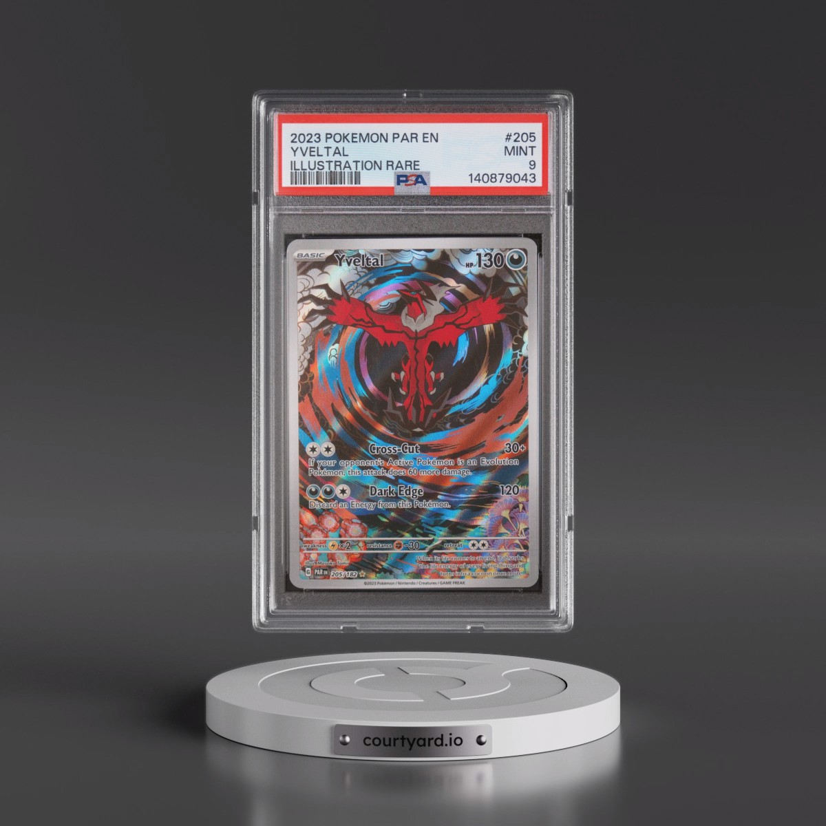 2023 Pokémon Par EN-Paradox Rift #205 Yveltal - Illustration Rare (PSA 9 MINT)