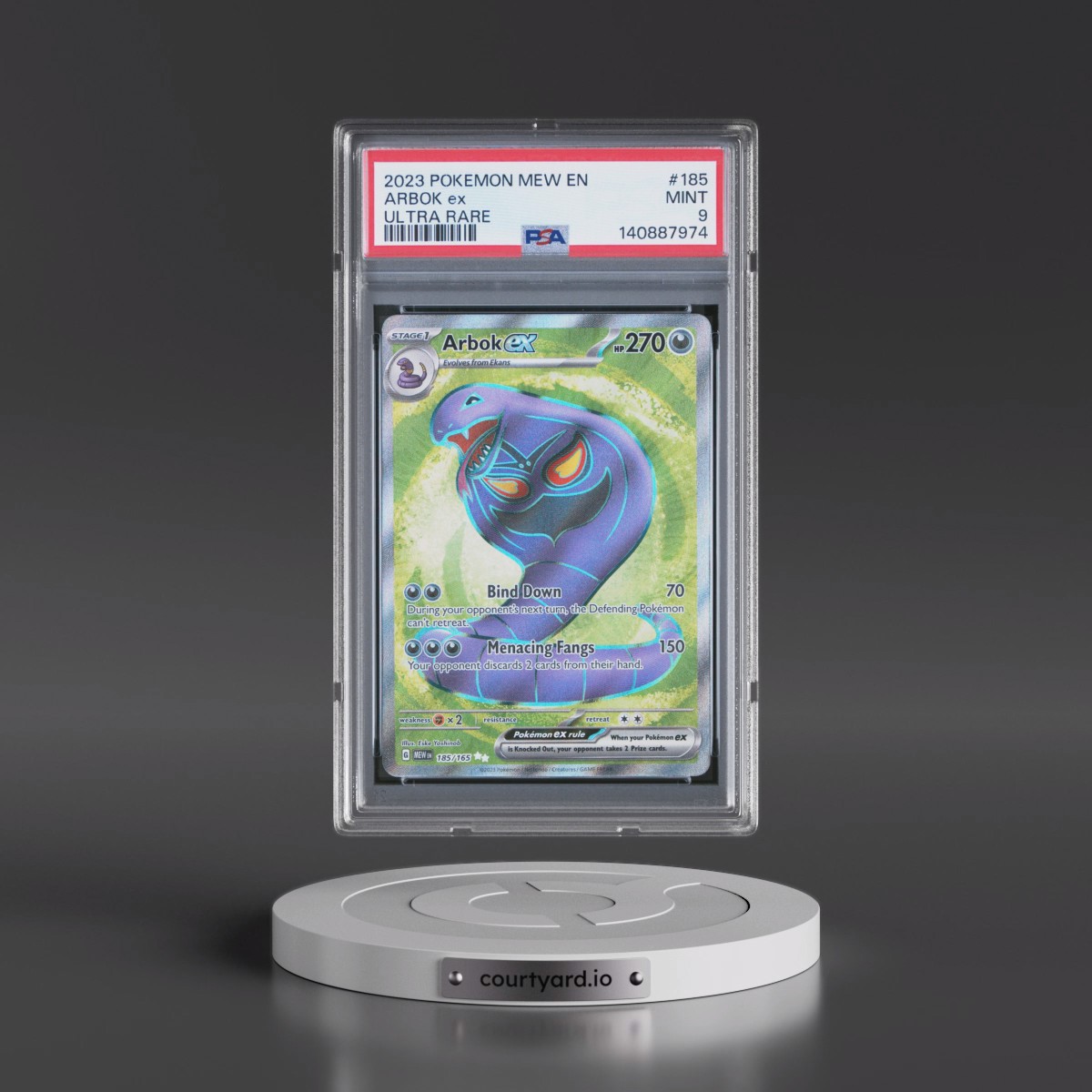 2023 Pokémon Mew EN-151 #185 Arbok EX - Holo Ultra Rare (PSA 9 MINT)