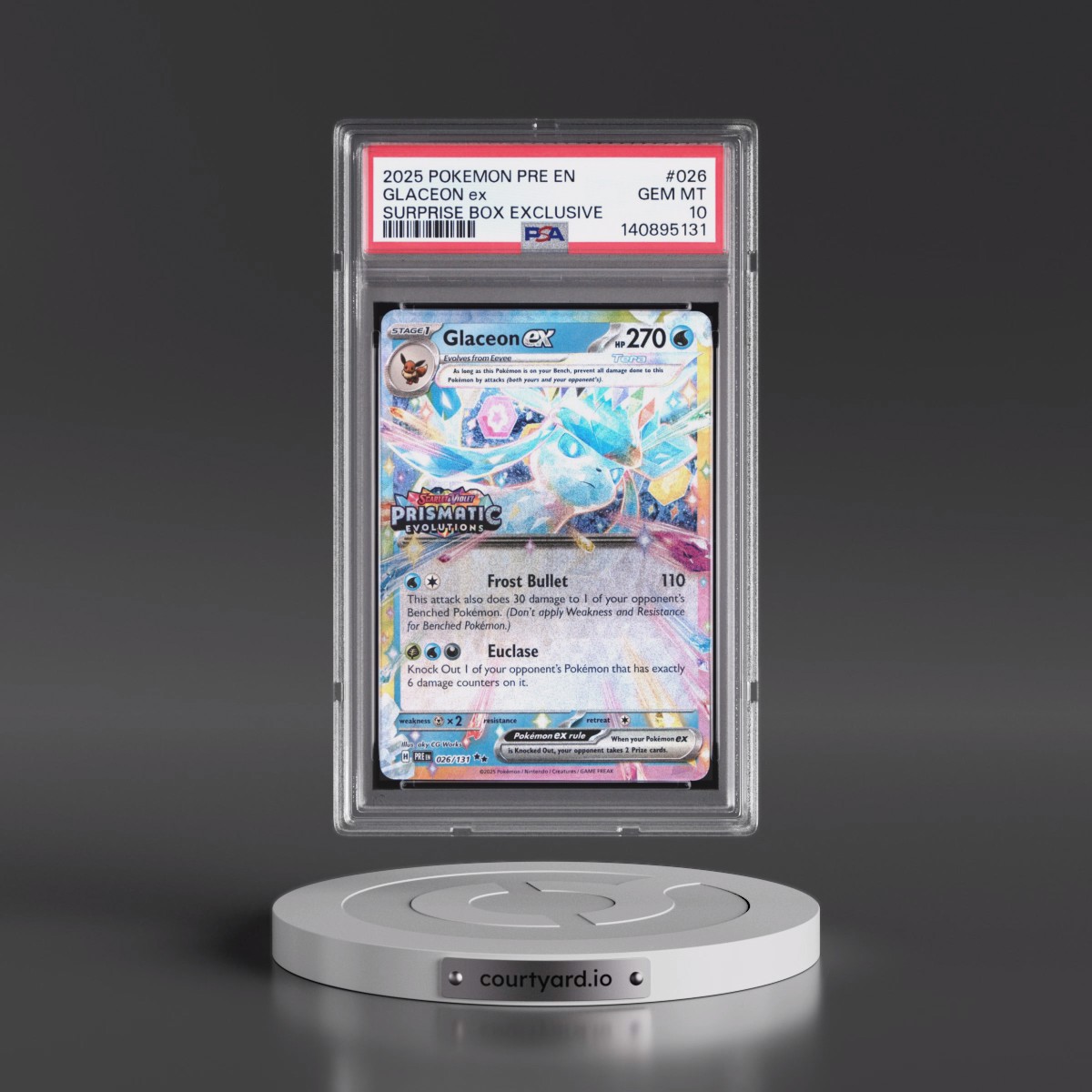 2025 Pokémon Pre EN-Prismatic Evolutions #026 Glaceon EX - Holo Surprise Box Exclusive (PSA 10 GEM MINT)