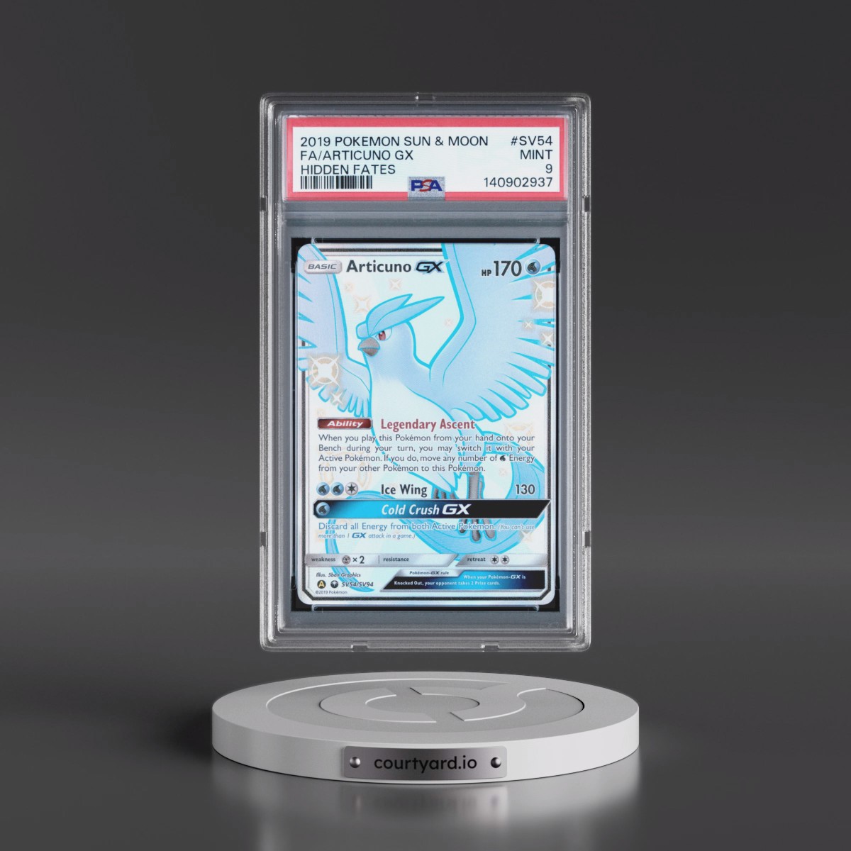 2019 Pokémon Sun & Moon Hidden Fates #SV54 Articuno GX - Holo Full Art (PSA 9 MINT)