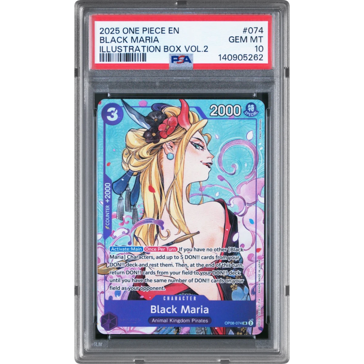 2025 One Piece Promos #074 Black Maria - Illustration Box Vol.2 (PSA 10 GEM MINT)