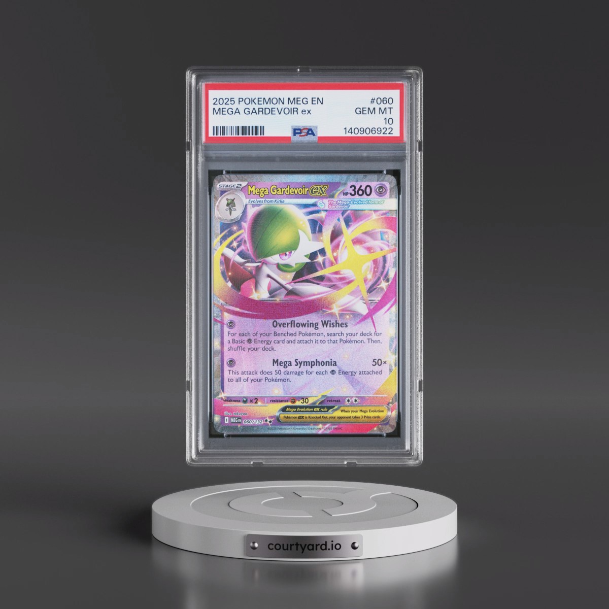 2025 Pokémon Meg EN-Mega Evolution #060 Mega Gardevoir EX - Holo (PSA 10 GEM MINT)