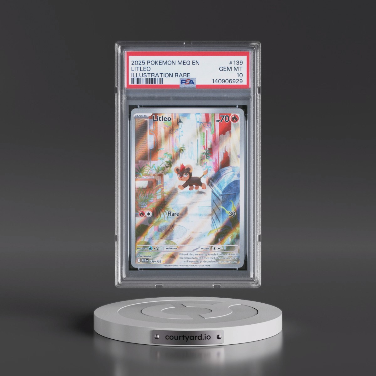2025 Pokémon Meg EN-Mega Evolution #139 Litleo - Illustration Rare (PSA 10 GEM MINT)
