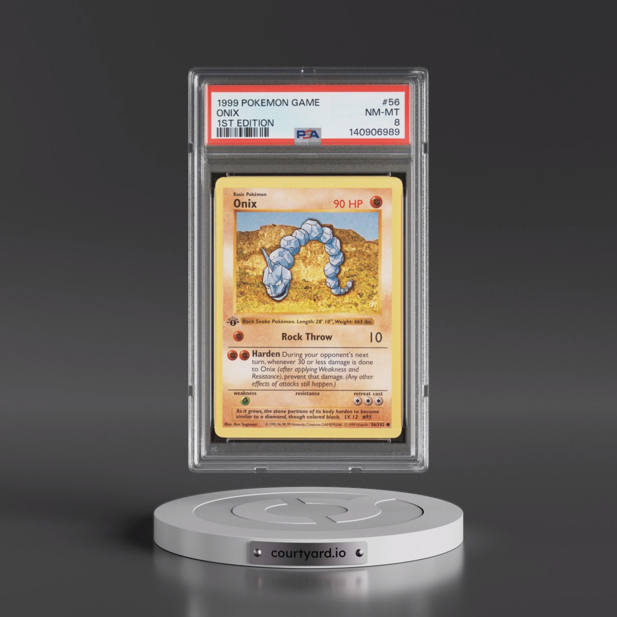 1999 Pokémon Game #56 Onix - 1st Edition (PSA 8 NM-MT)