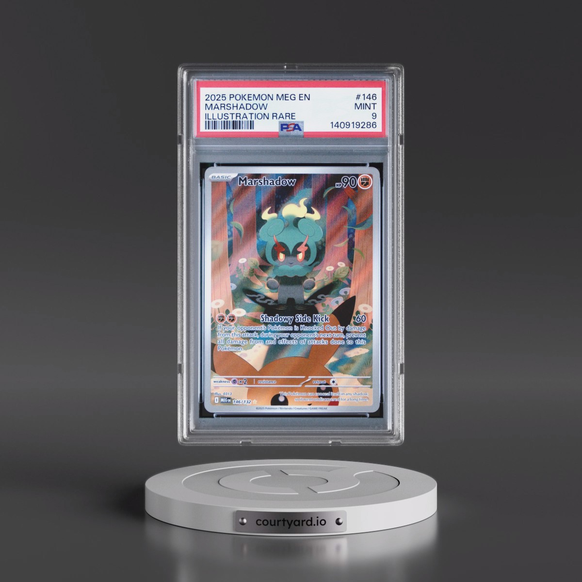 2025 Pokémon Meg EN-Mega Evolution #146 Marshadow - Illustration Rare (PSA 9 MINT)