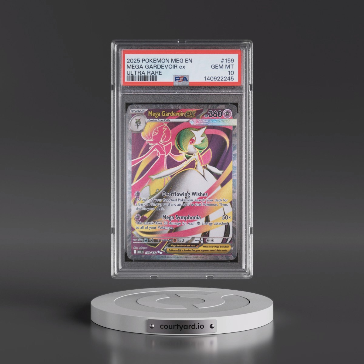 2025 Pokémon Meg EN-Mega Evolution #159 Mega Gardevoir EX - Holo Ultra Rare (PSA 10 GEM MINT)