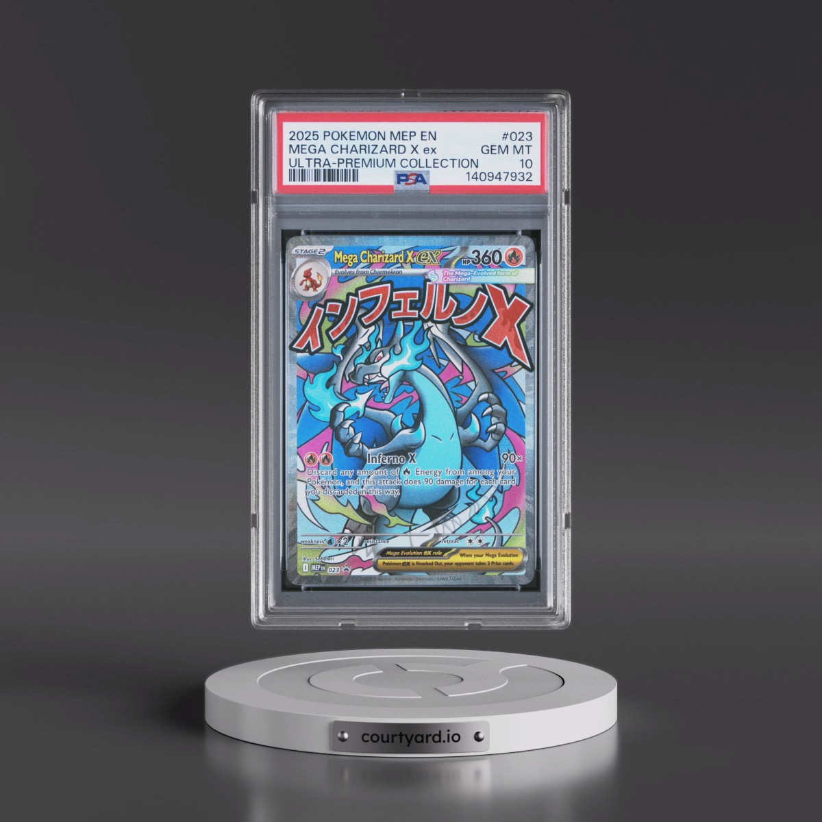 2025 Pokémon Mep EN-Me Black Star Promo #023 Mega Charizard X EX - Holo Mega Charizard X EX Ultra-Premium Collection (PSA 10 GEM MINT)