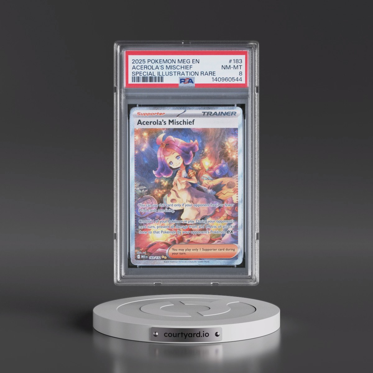 2025 Pokémon Meg EN-Mega Evolution #183 Acerola's Mischief - Special Illustration Rare (PSA 8 NM-MT)