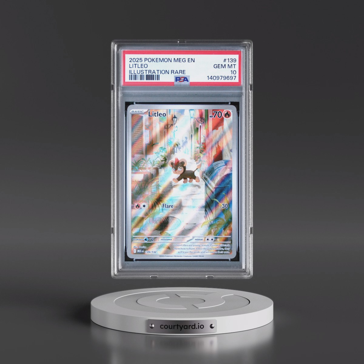 2025 Pokémon Meg EN-Mega Evolution #139 Litleo - Illustration Rare (PSA 10 GEM MINT)