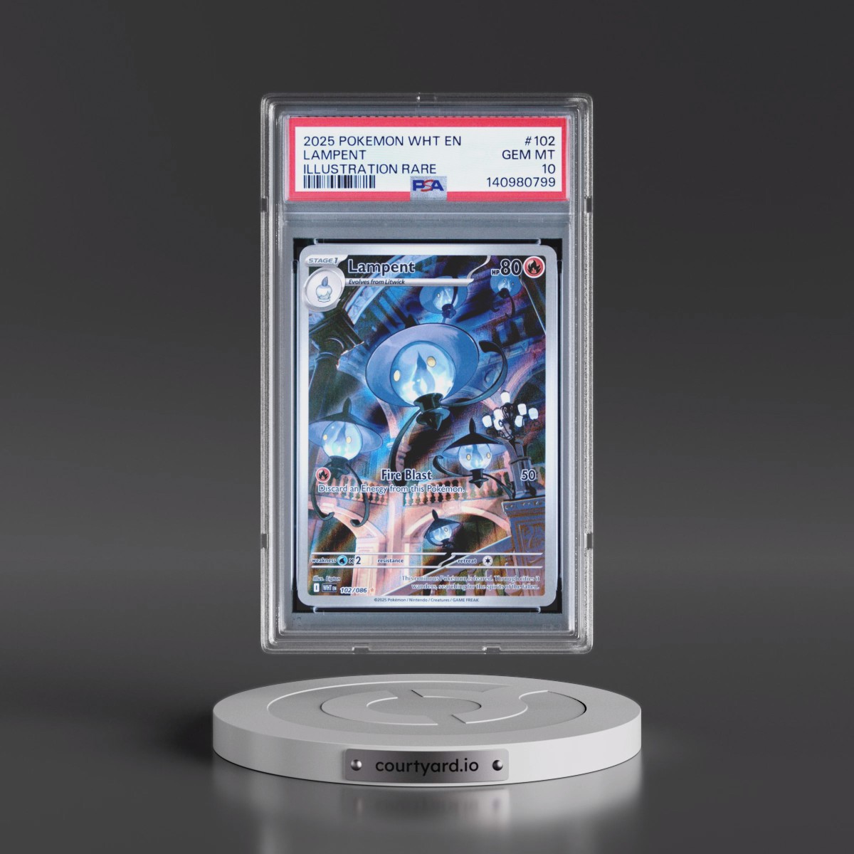 2025 Pokémon Wht EN-White Flare #102 Lampent - Illustration Rare (PSA 10 GEM MINT)