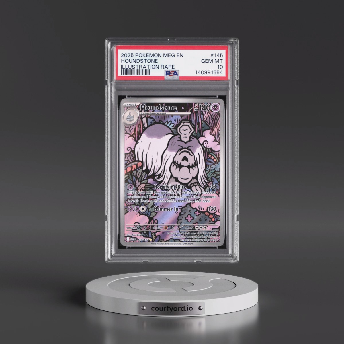 2025 Pokémon Meg EN-Mega Evolution #145 Houndstone - Illustration Rare (PSA 10 GEM MINT)