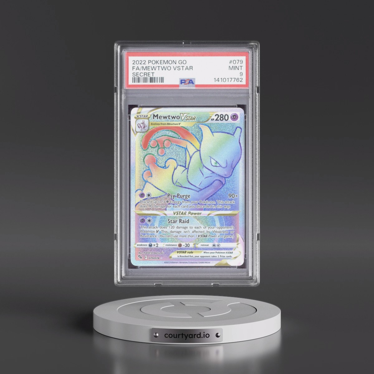 2022 Pokémon Go #079 Mewtwo Vstar - Full Art Secret (PSA 9 MINT)