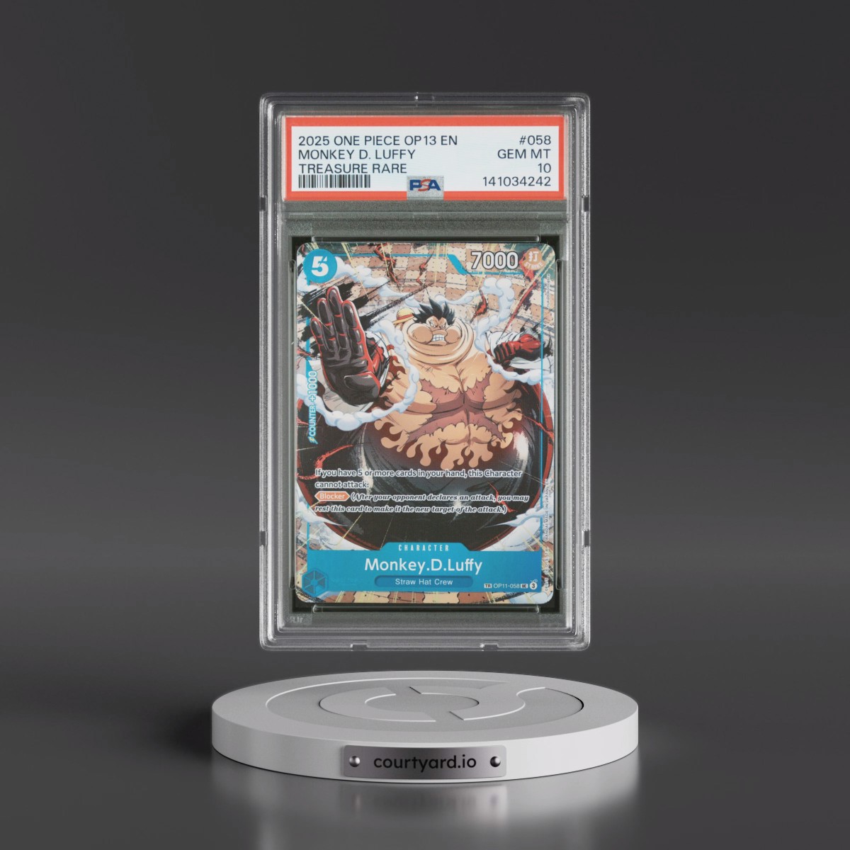 2025 One Piece OP13-Carrying on His Will #058 Monkey D. Luffy - Treasure Rare (PSA 10 GEM MINT)