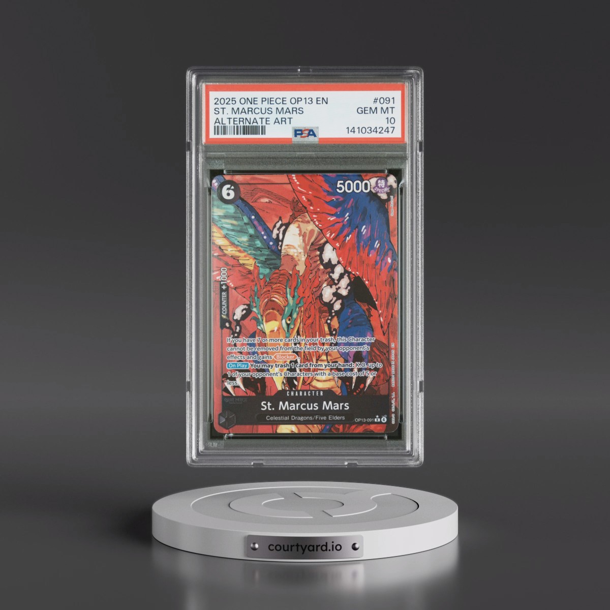 2025 One Piece OP13-Carrying on His Will #091 St. Marcus Mars - Alternate Art (PSA 10 GEM MINT)