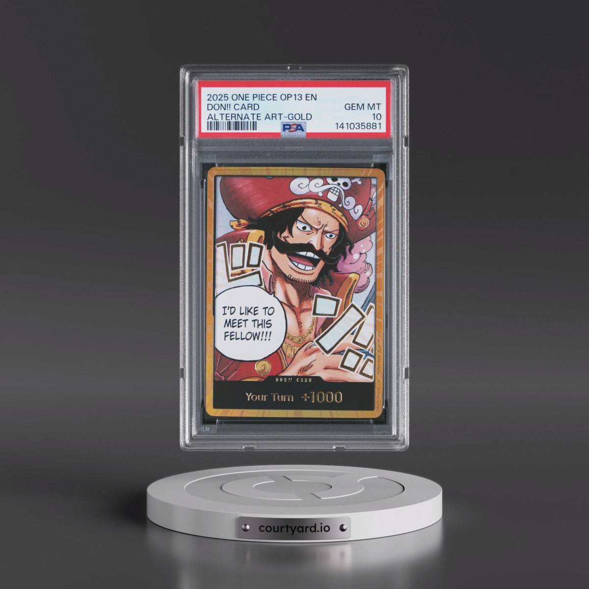 2025 One Piece OP13-Carrying on His Will Don!! Card - Alternate Art-Gold PSA 10