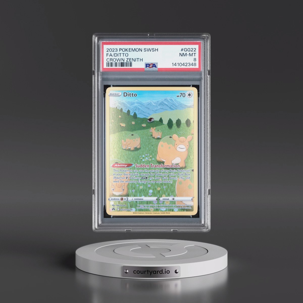2023 Pokémon Sword and Shield Crown Zenith #GG22 Ditto - Full Art (PSA 8 NM-MT)