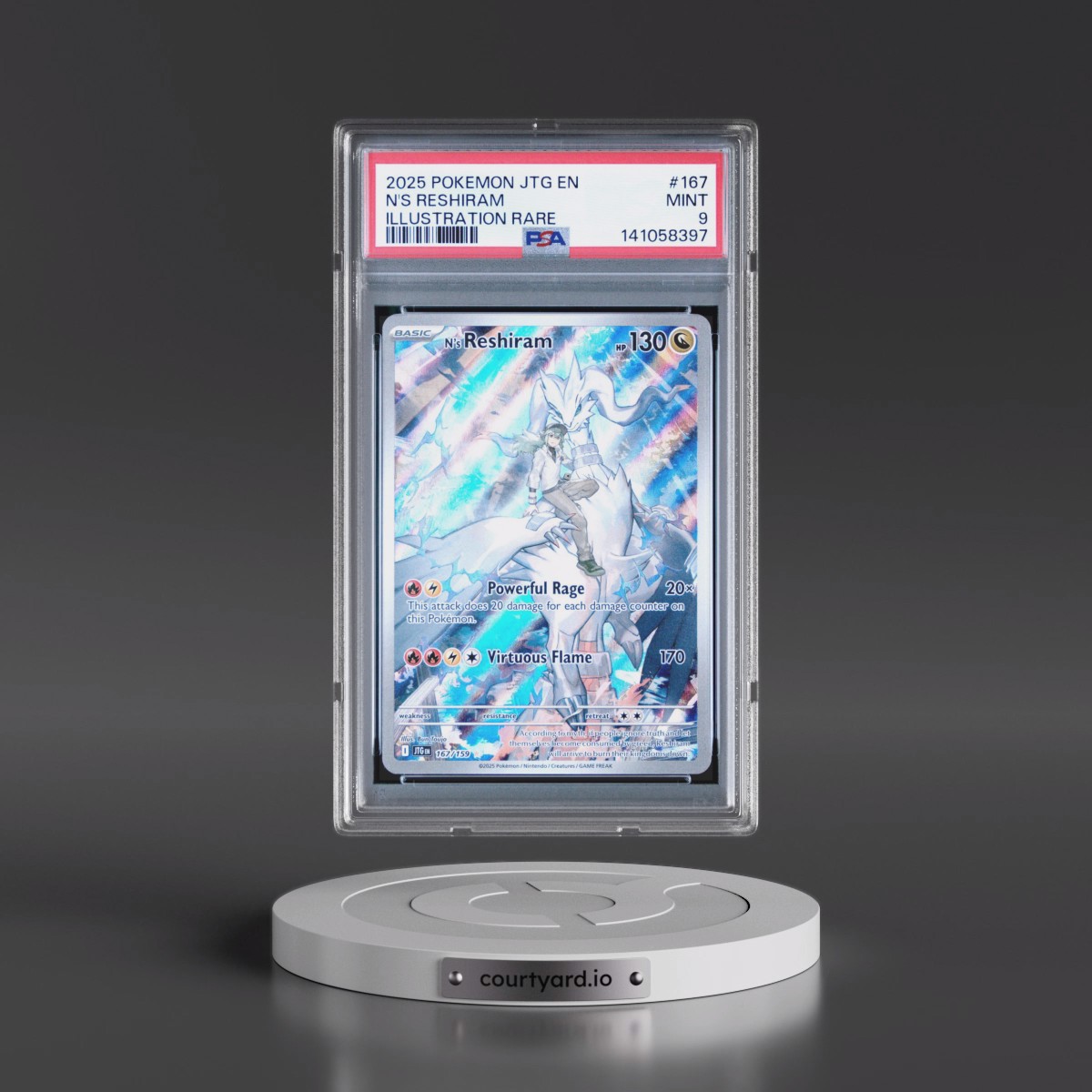 2025 Pokémon Jtg EN-Journey Together #167 N's Reshiram - Illustration Rare (PSA 9 MINT)