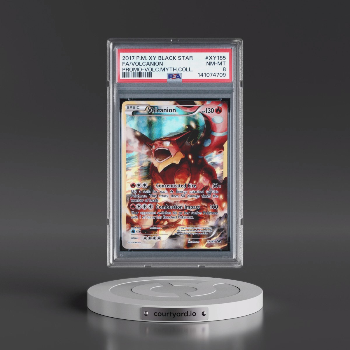 2017 Pokémon XY Black Star Promo #XY185 Volcanion - Full Art Volcanion Mythical Collection (PSA 8 NM-MT)