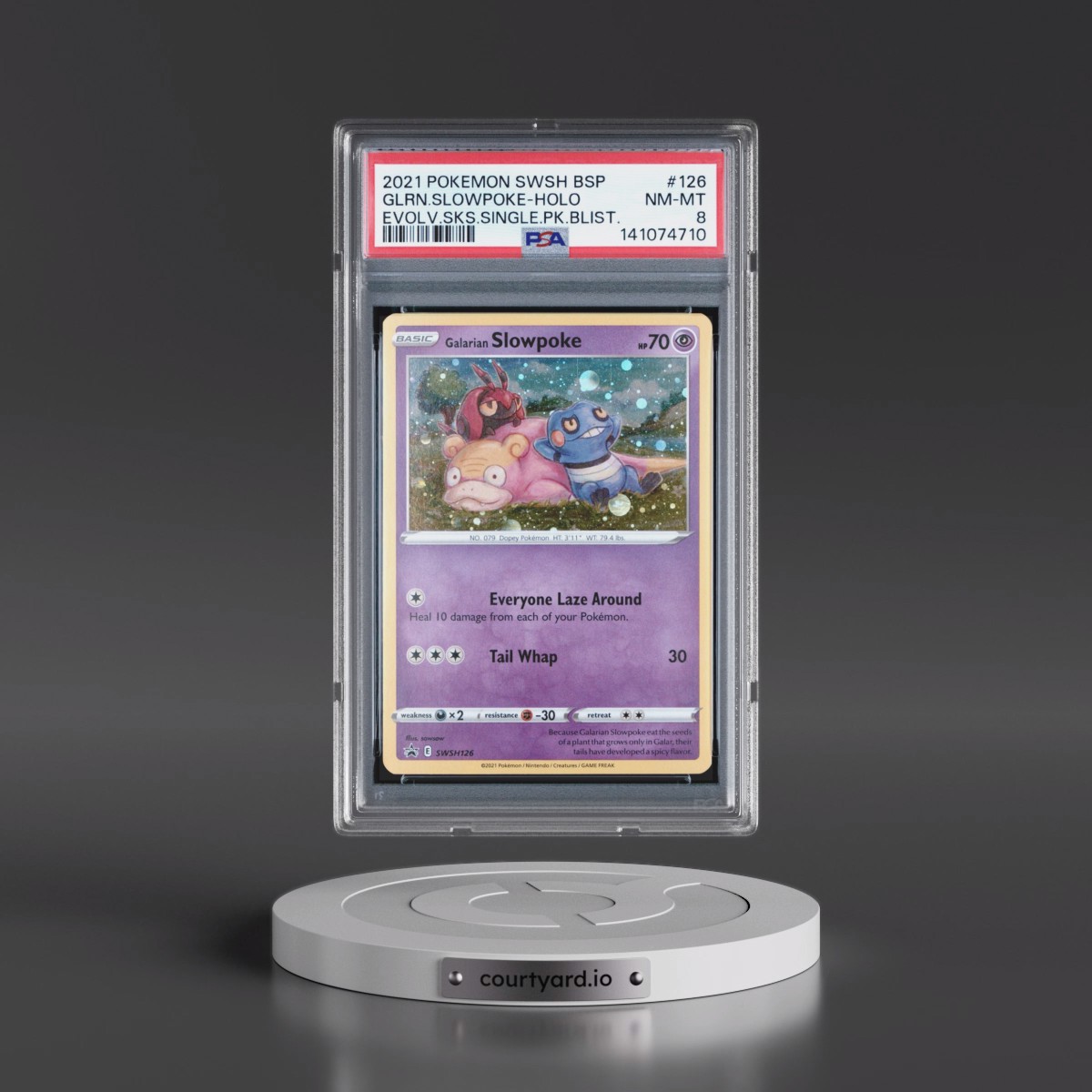 2021 Pokémon Swsh Black Star Promo #126 Galarian Slowpoke - Holo Evolving Skies Single Pack Blisters (PSA 8 NM-MT)