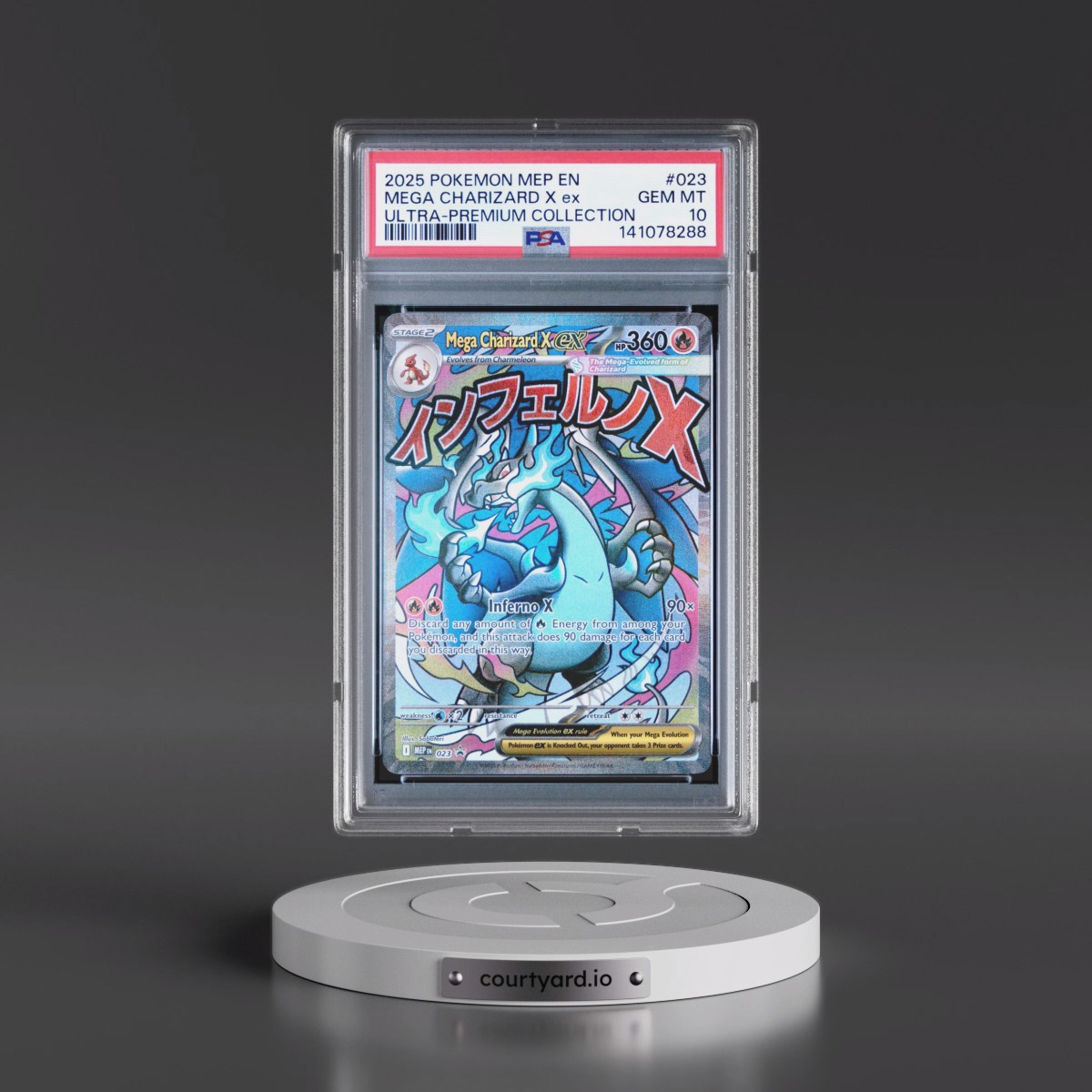 2025 Pokémon Mep EN-Me Black Star Promo #023 Mega Charizard X EX - Holo Mega Charizard X EX Ultra-Premium Collection (PSA 10 GEM MINT)